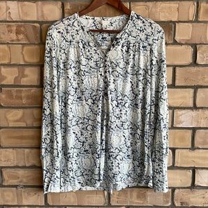 Lucky Brand Blue/Off-White Floral Long Sleeve Shirt - M